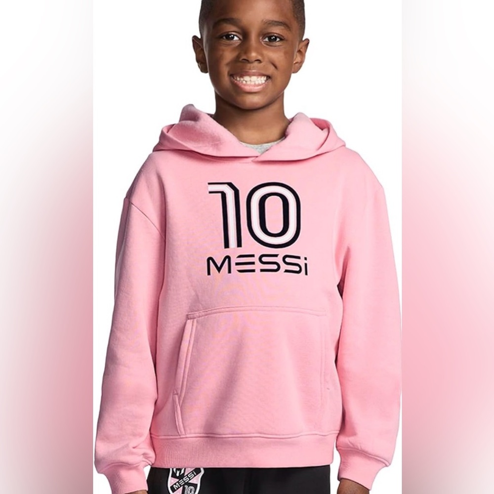 Messi Collection #10 Youth Unisex heavy blend hooded Pink sweatshirt Sz L 14/16